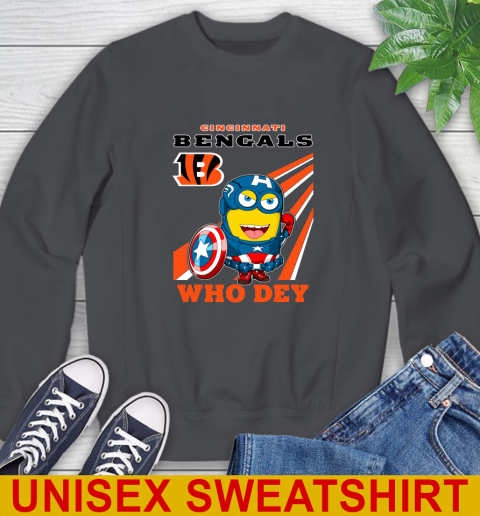 NFL Football Cincinnati Bengals Captain America Marvel Avengers Minion Shirt Sweatshirt 7