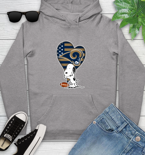 Los Angeles Rams NFL Football The Peanuts Movie Adorable Snoopy Youth Hoodie 6