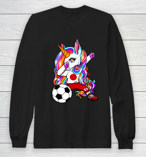 Dabbing Unicorn Japan Soccer Fans Jersey Japanese Football Long Sleeve T-Shirt