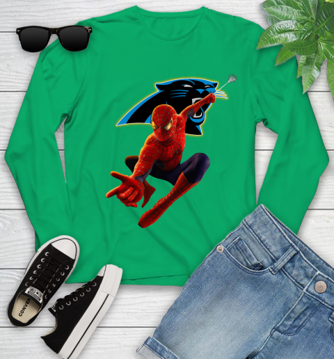NFL Spider Man Avengers Endgame Football Carolina Panthers Youth Long Sleeve 6