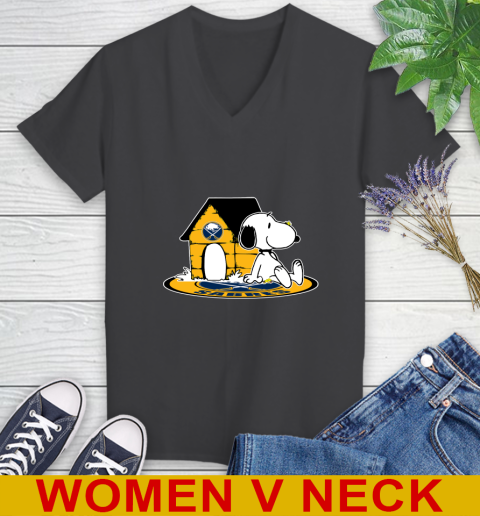 NHL Hockey Buffalo Sabres Snoopy The Peanuts Movie Shirt Women's V-Neck T-Shirt 9