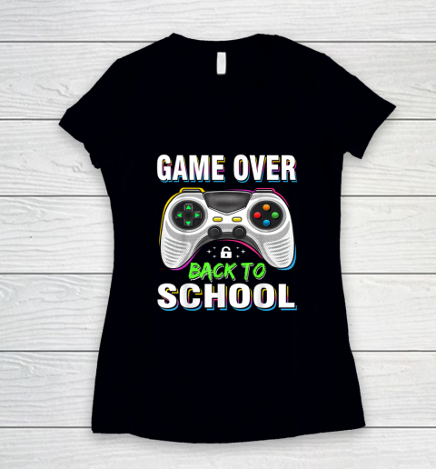 Back to School Funny Game Over Teacher Student Women's V-Neck T-Shirt