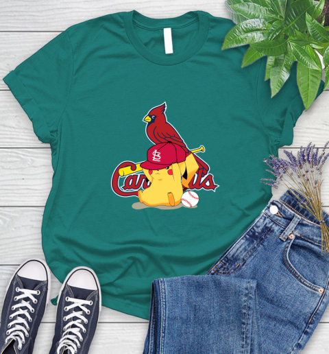 MLB Pikachu Baseball Sports St.Louis Cardinals Women's T-Shirt 12