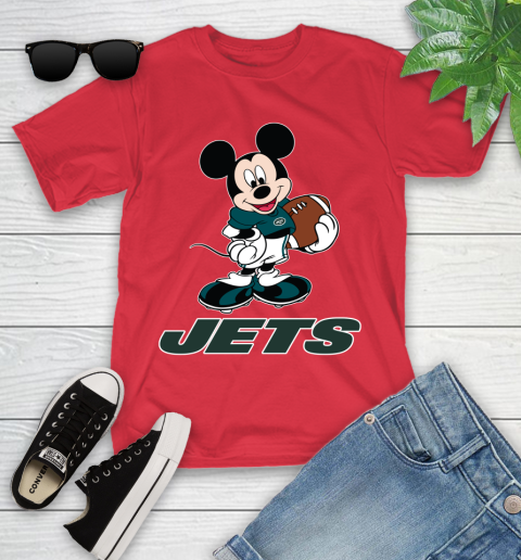 NFL Football New York Jets Cheerful Mickey Mouse Shirt Youth T-Shirt 10