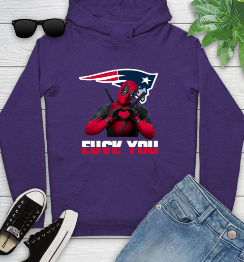 NHL New England Patriots Deadpool Love You Fuck You Football Sports Youth Hoodie 5