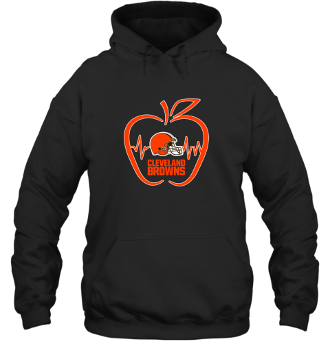 Apple Heartbeat Teacher Symbol Cleveland Browns Hoodie