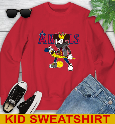 Los Angeles Angels MLB Baseball Mickey Peace Sign Sports Youth Sweatshirt 8