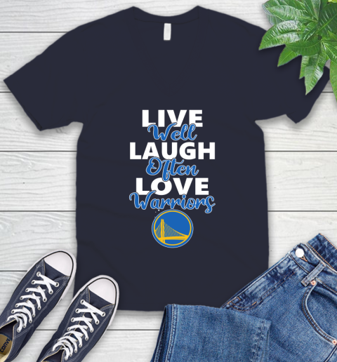 NBA Basketball Golden State Warriors Live Well Laugh Often Love Shirt V-Neck T-Shirt 2