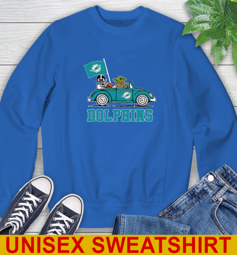 NFL Football Miami Dolphins Darth Vader Baby Yoda Driving Star Wars Shirt Sweatshirt 9