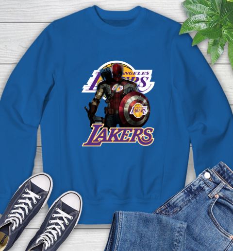 Los Angeles Lakers NBA Basketball Captain America Thor Spider Man Hawkeye Avengers Sweatshirt 8