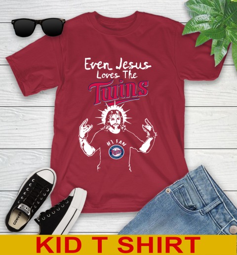 Minnesota Twins MLB Baseball Even Jesus Loves The Twins Shirt Youth T-Shirt 12