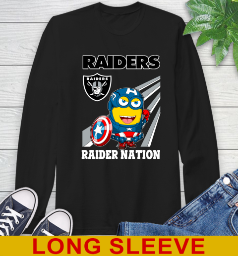 NFL Football Oakland Raiders Captain America Marvel Avengers Minion Shirt Long Sleeve T-Shirt