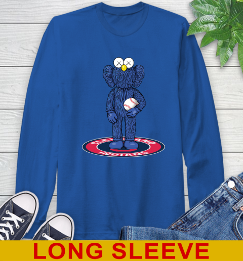 MLB Baseball Cleveland Indians Kaws Bff Blue Figure Shirt Long Sleeve T-Shirt 9