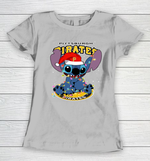 Pittsburgh Pirates MLB noel stitch Baseball Christmas Women's T-Shirt 3