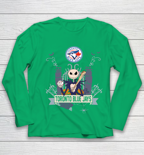MLB Toronto Blue Jays Baseball Jack Skellington Halloween Youth Long Sleeve 4