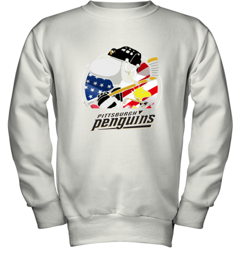 Pittsburg Peguins Ice Hockey Snoopy And Woodstock NHL Youth Sweatshirt
