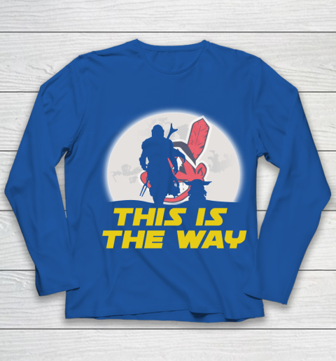 Cleveland Indians MLB Baseball Star Wars Yoda And Mandalorian This Is The Way Youth Long Sleeve 7