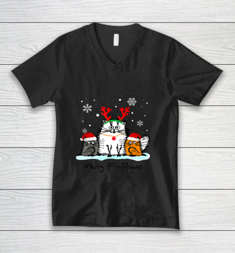 Merry Fluffmas Funny Cat Lover Christmas Gift V-Neck T-Shirt