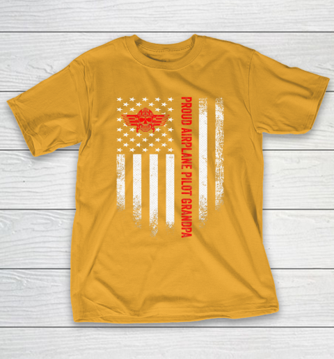 GrandFather gift shirt Vintage USA American Flag Proud Airplane Pilot Grandpa Funny T Shirt T-Shirt 2