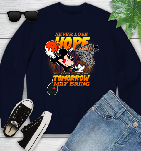 Miami Heat NBA Basketball Mickey Disney Never Lose Hope Youth Sweatshirt 2