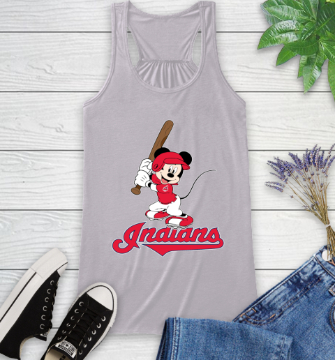 MLB Baseball Cleveland Indians Cheerful Mickey Mouse Shirt Racerback Tank 5