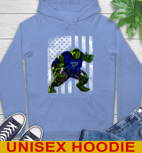 St.Louis Blues Hulk Marvel Avengers NHL Hockey American Flag Hoodie 11