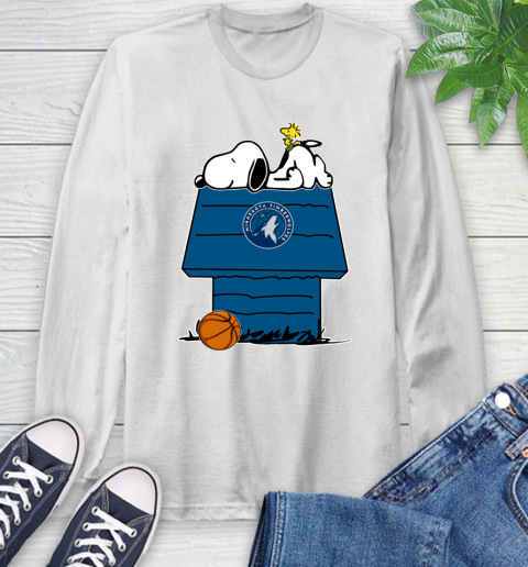 Minnesota Timberwolves NBA Basketball Snoopy Woodstock The Peanuts Movie Long Sleeve T-Shirt