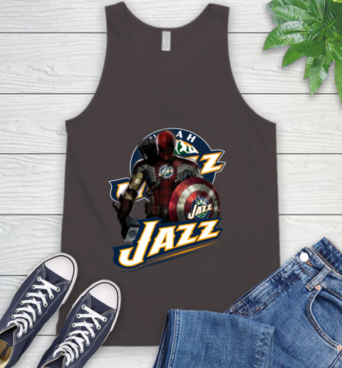 Utah Jazz NBA Basketball Captain America Thor Spider Man Hawkeye Avengers Tank Top 7