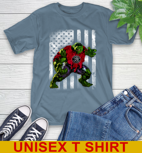 Toronto Raptors Hulk Marvel Avengers NBA Basketball American Flag T-Shirt 8