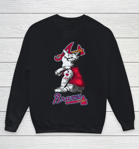 MLB Baseball My Cat Loves Atlanta Braves Youth Sweatshirt