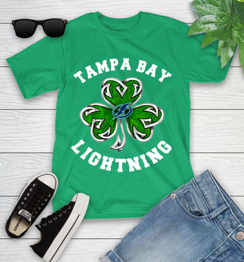 NHL Tampa Bay Lightning Three Leaf Clover St Patrick's Day Hockey Sports Youth T-Shirt 8