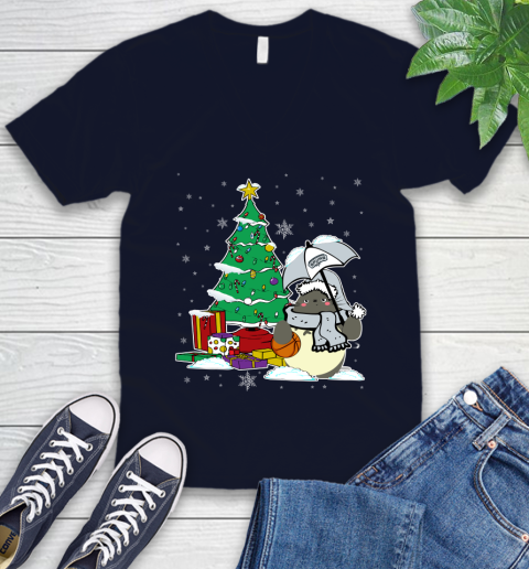 San Antonio Spurs NBA Basketball Cute Tonari No Totoro Christmas Sports V-Neck T-Shirt 2