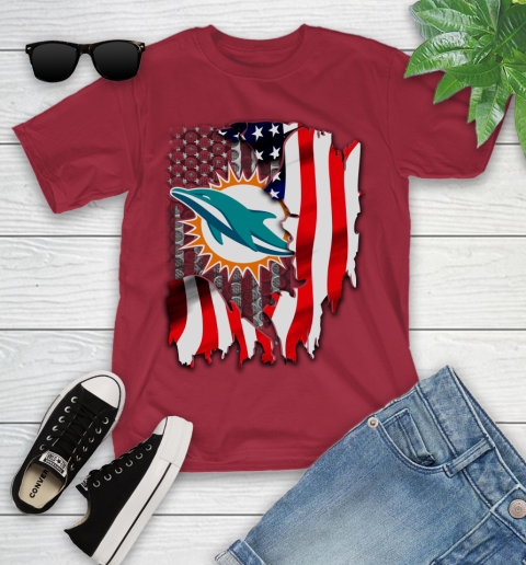 Miami Dolphins NFL Football American Flag Youth T-Shirt 14