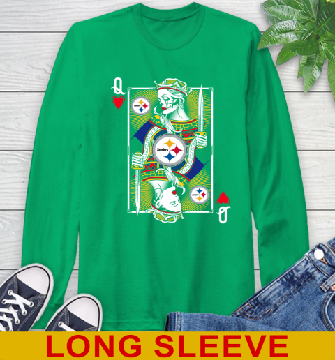 NFL Football Pittsburgh Steelers The Queen Of Hearts Card Shirt Long Sleeve T-Shirt 8