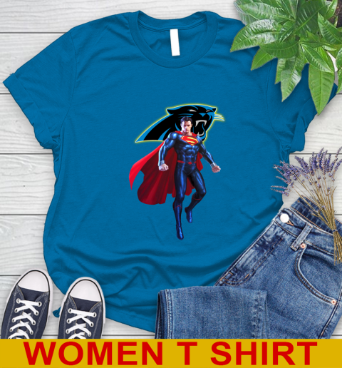 NFL Superman DC Sports Football Carolina Panthers Women's T-Shirt 7