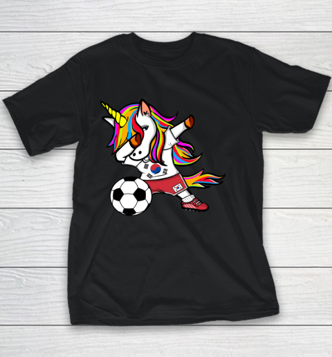 Dabbing Unicorn South Korea Football Korean Flag Soccer Youth T-Shirt