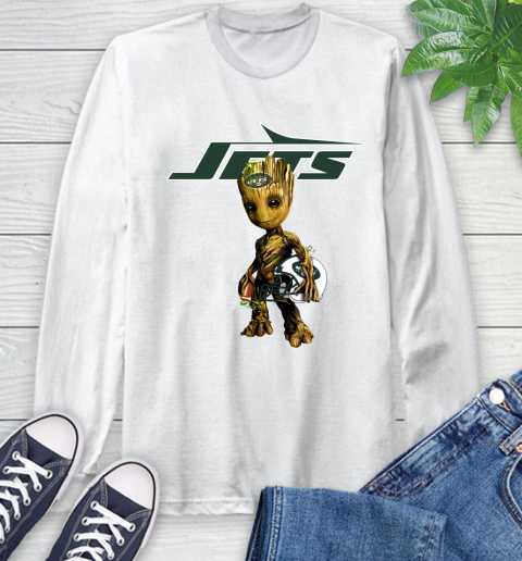 New York Jets NFL Football Groot Marvel Guardians Of The Galaxy Long Sleeve T-Shirt