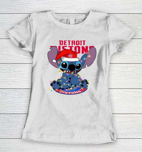 Detroit Pistons NBA noel stitch Basketball Christmas Women's T-Shirt