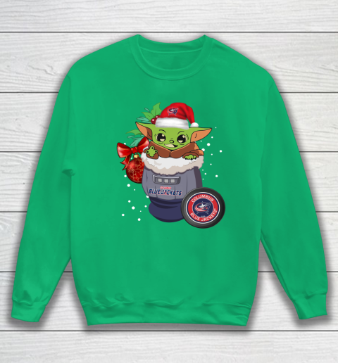 Columbus Blue Jackets Christmas Baby Yoda Star Wars Funny Happy NHL Sweatshirt 6