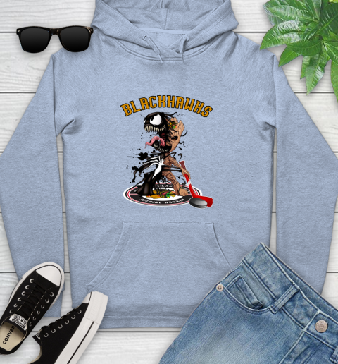 NHL Chicago Blackhawks Hockey Venom Groot Guardians Of The Galaxy Youth Hoodie 10