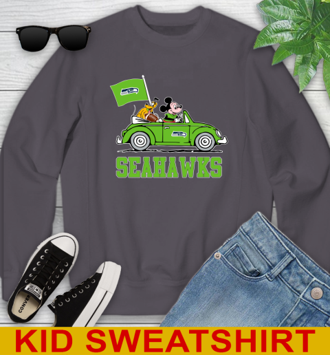 NFL Football Seattle Seahawks Pluto Mickey Driving Disney Shirt Youth Sweatshirt 6