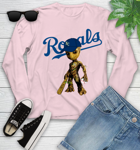 MLB Kansas City Royals Groot Guardians Of The Galaxy Baseball Youth Long Sleeve 10