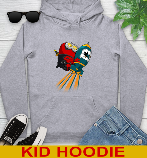 NHL Hockey San Jose Sharks Deadpool Minion Marvel Shirt Youth Hoodie 6