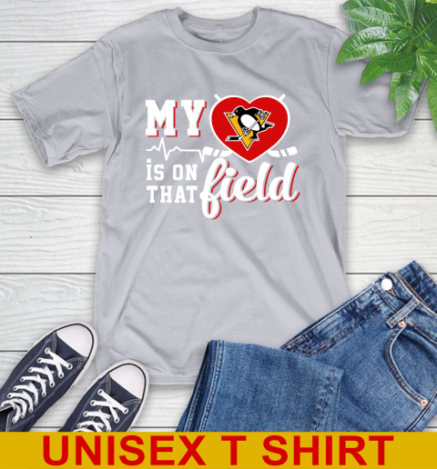 NHL My Heart Is On That Field Hockey Sports Pittsburgh Penguins T-Shirt 5