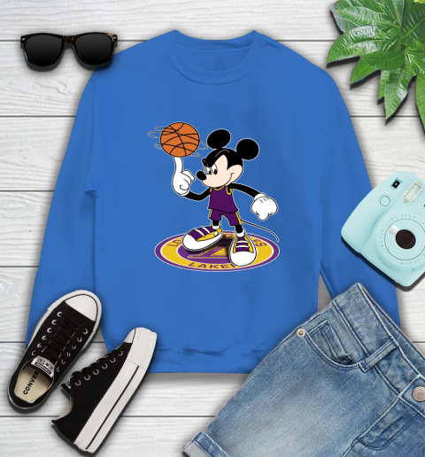NBA Basketball Los Angeles Lakers Cheerful Mickey Disney Shirt Sweatshirt 9