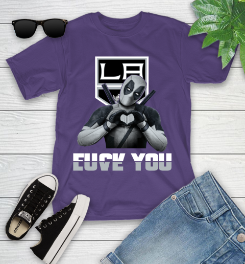 NHL Los Angeles Kings Deadpool Love You Fuck You Hockey Sports Youth T-Shirt 3