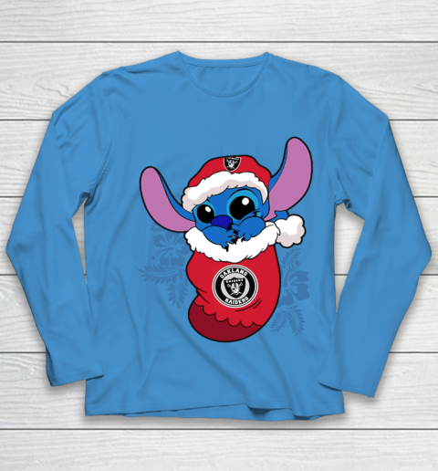 Oakland Raiders Christmas Stitch In The Sock Funny Disney NFL Youth Long Sleeve 7