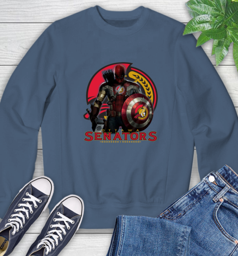 NHL Captain America Thor Spider Man Hawkeye Avengers Endgame Hockey Ottawa Senators Sweatshirt 7