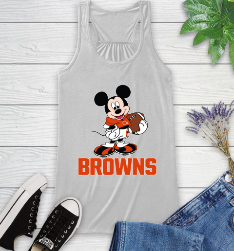 NFL Football Cleveland Browns Cheerful Mickey Mouse Shirt Racerback Tank 2