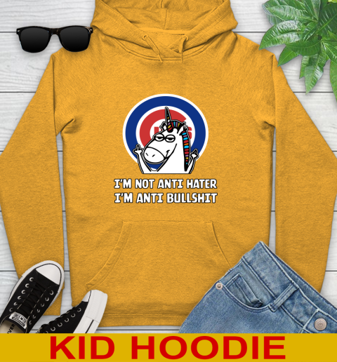 Chicago Cubs MLB Baseball Unicorn I'm Not Anti Hater I'm Anti Bullshit Youth Hoodie 4 Chicago Cubs MLB Baseball Unicorn I'm Not Anti Hater I'm Anti Bullshit Youth Hoodie - Image 4